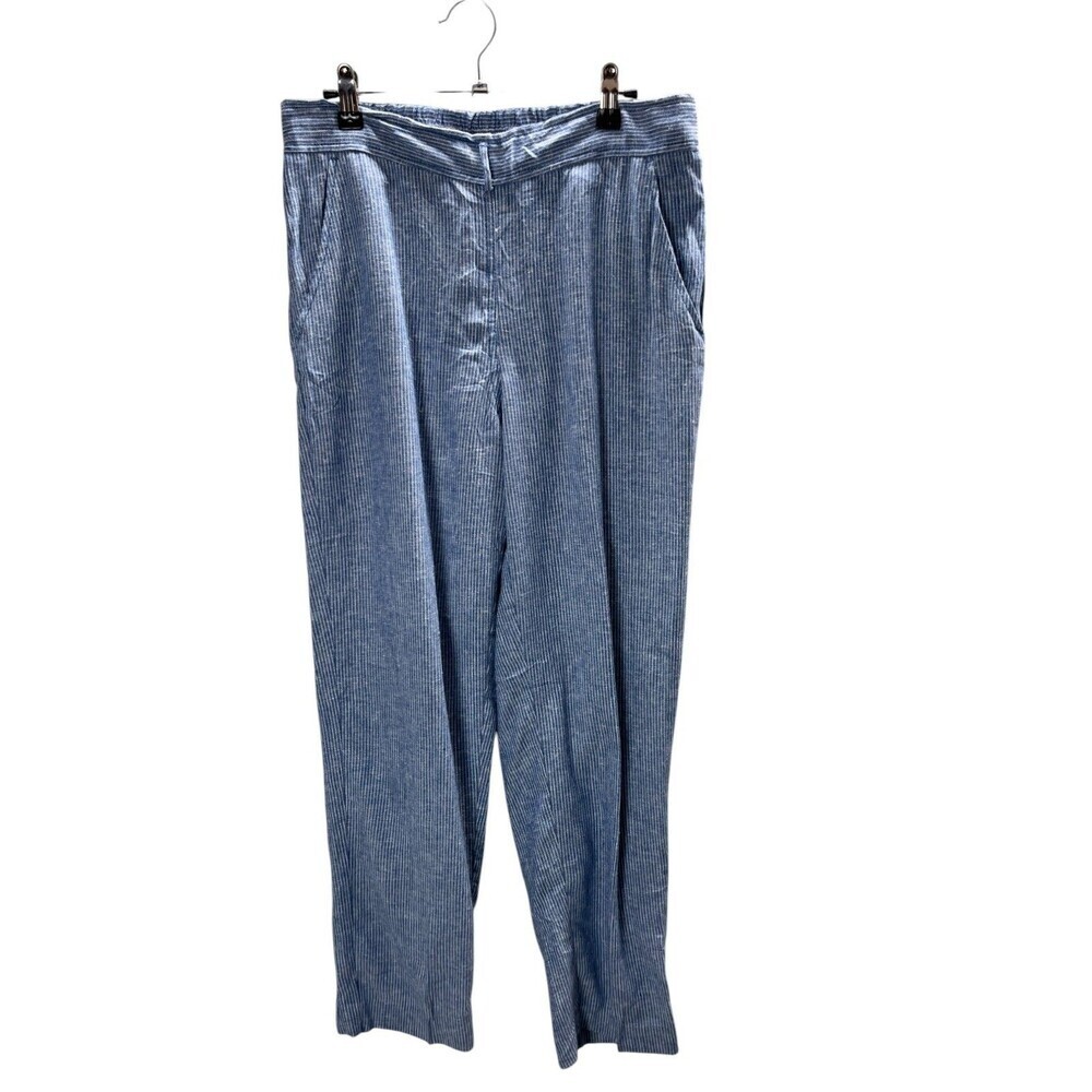 Max Studios Pants Women's Size Medium Blue Linen Blend Pull On